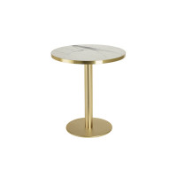 Стіл  Tiffany d70см  laminate brass ABS top Carrara Marble Effect